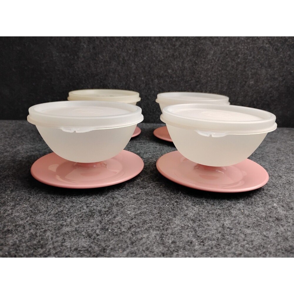 Vintage Tupperware Parfait Cups  Lot of 4 Dessert Pudding Ice Cream 1980s